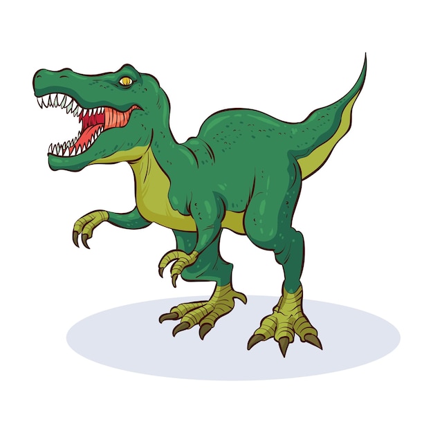 Hand drawn tyrannosaurus walking forward