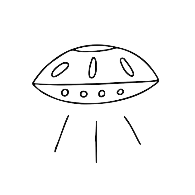 색 배경에 고립된 손으로 그린 UFO 터 일러스트레이션