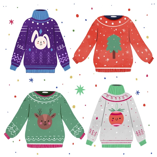 Hand drawn ugly sweater collection