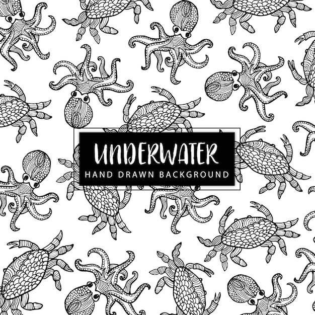 Hand Drawn Underwater Elements Background