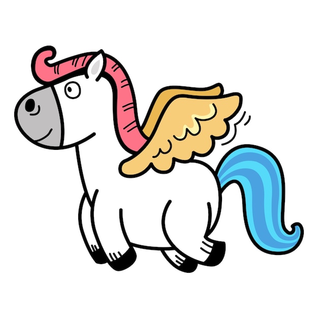 Hand drawn unicorn character illustration vector