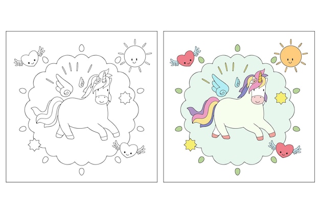 Unicorno disegnato a mano da colorare pagina 6