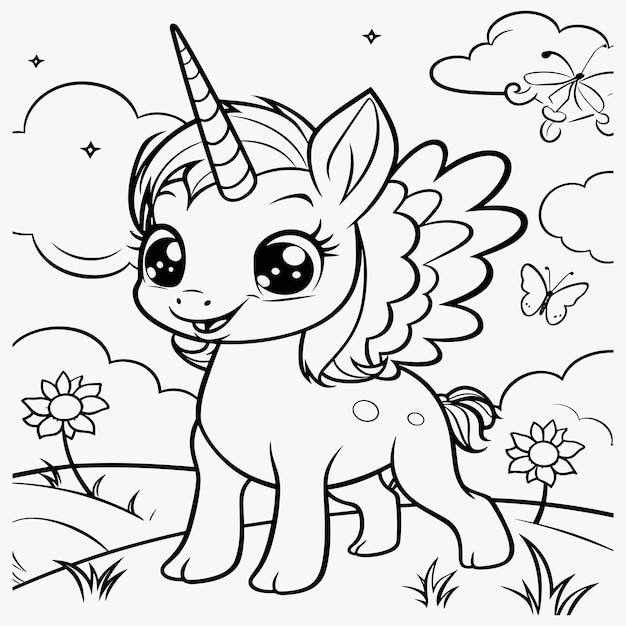 Hand drawn unicorn outline illustration3f7044e6ad5e478ef839d464