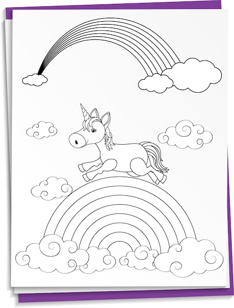 Unicorno disegnato a mano su carta