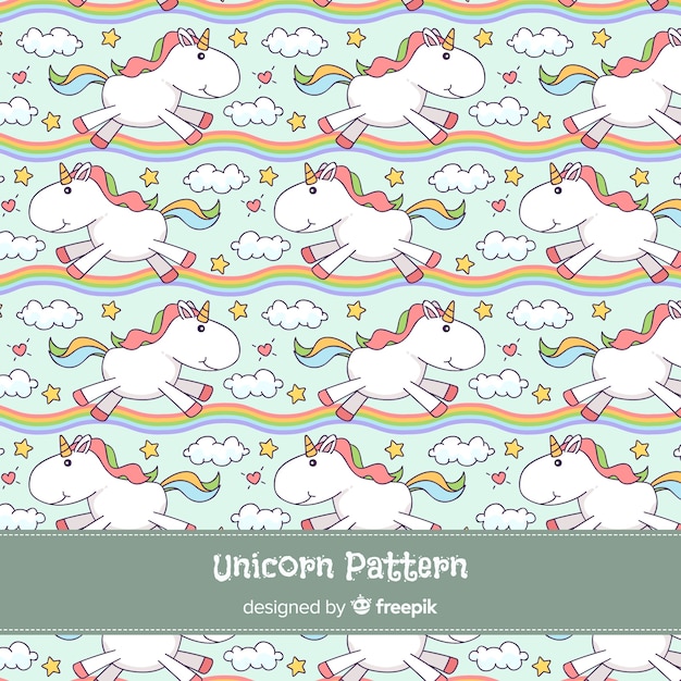 Vector hand drawn unicorn pattern