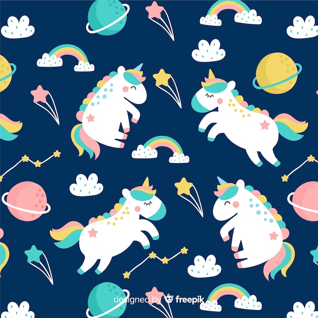 Hand drawn unicorn pattern