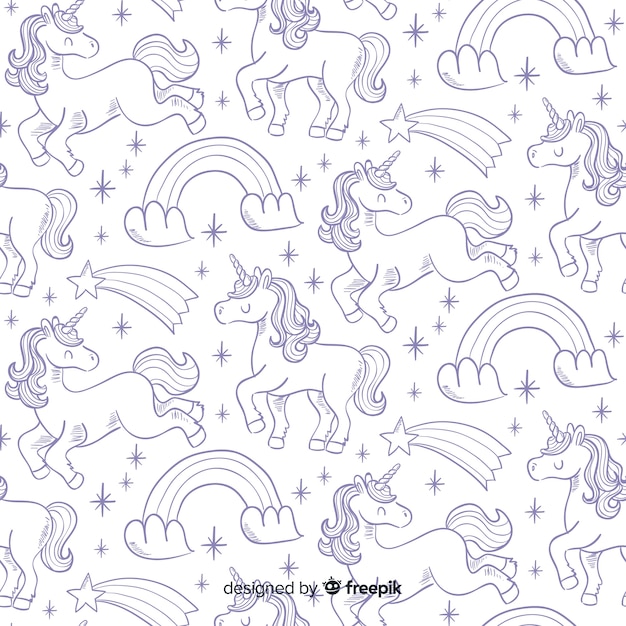 Hand drawn unicorn pattern