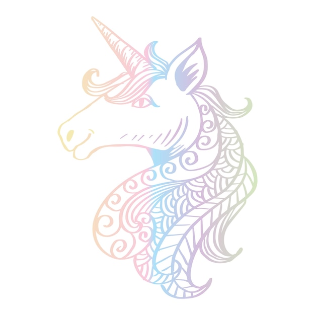 Vector hand drawn unicorn zentangle art