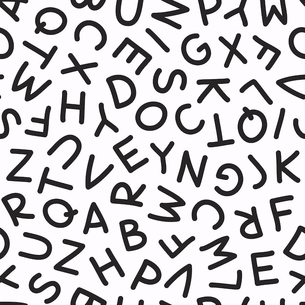 Hand Drawn Uppercase Letters Seamless Pattern