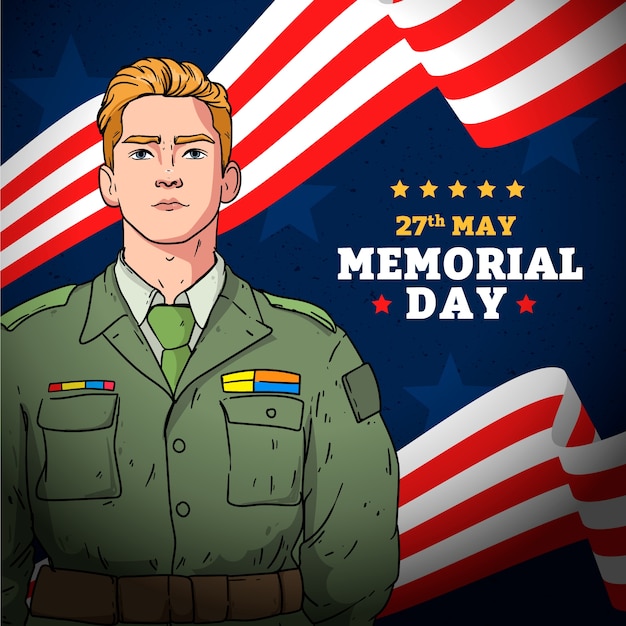 Hand drawn usa memorial day illustration