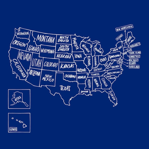 Vector hand drawn usa outline map