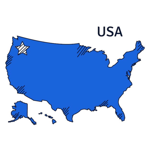 Vector hand drawn usa outline map