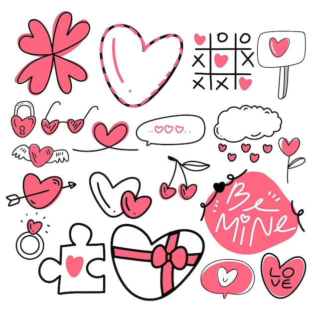 Hand drawn valentine day doodle for templates