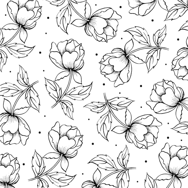 Hand Drawn Valentine Floral Background