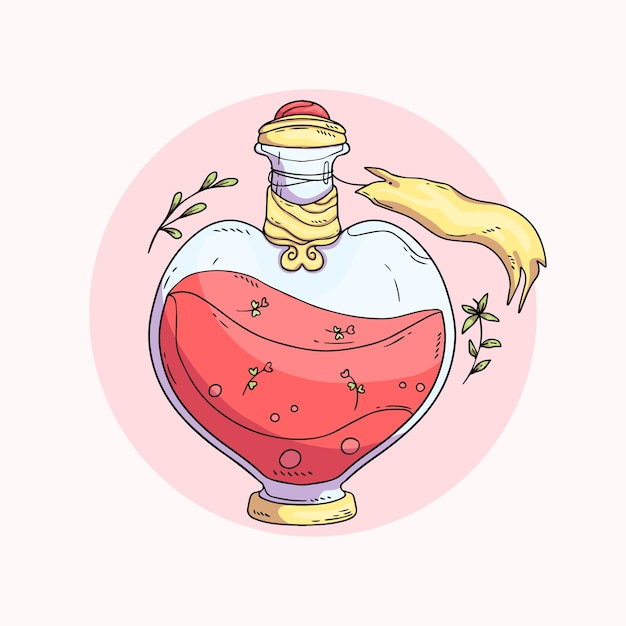 Hand drawn valentine gnome illustration