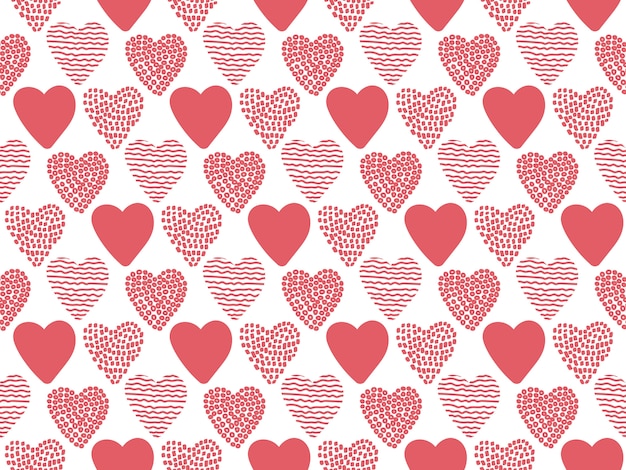 Hand drawn valentine hearts seamless pattern.