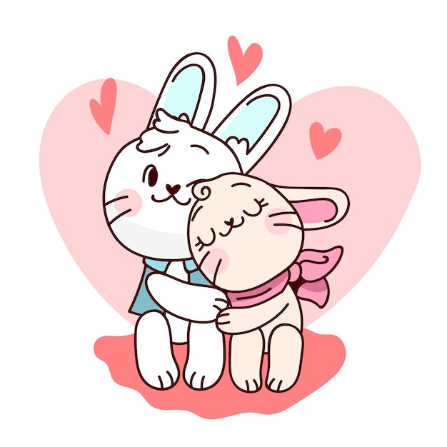 Vector hand drawn valentine's day animal couple