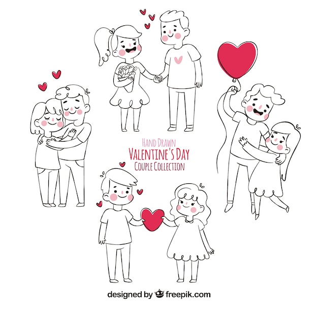 Hand drawn valentine's day couple collection