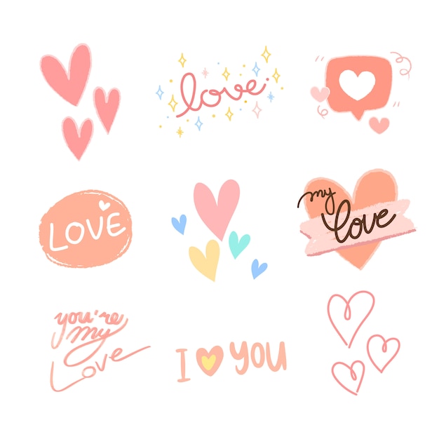 Vector hand drawn valentine's day element collection.