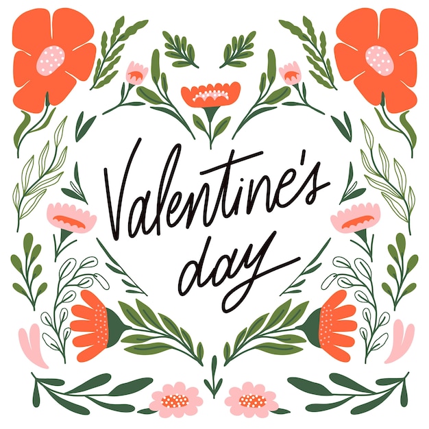 Hand drawn valentine's day flowers illustration