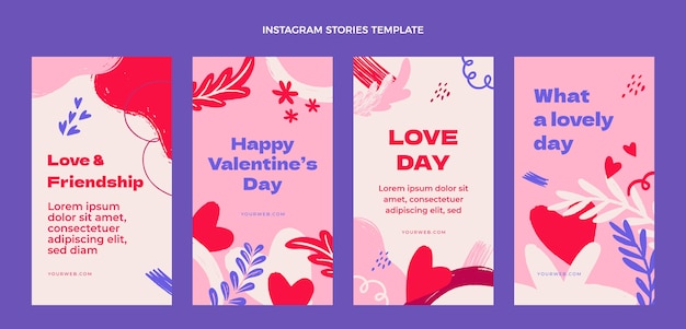Hand drawn valentine's day instagram stories collection