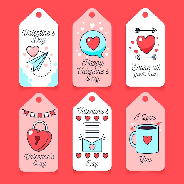 Vector hand drawn valentine's day labels