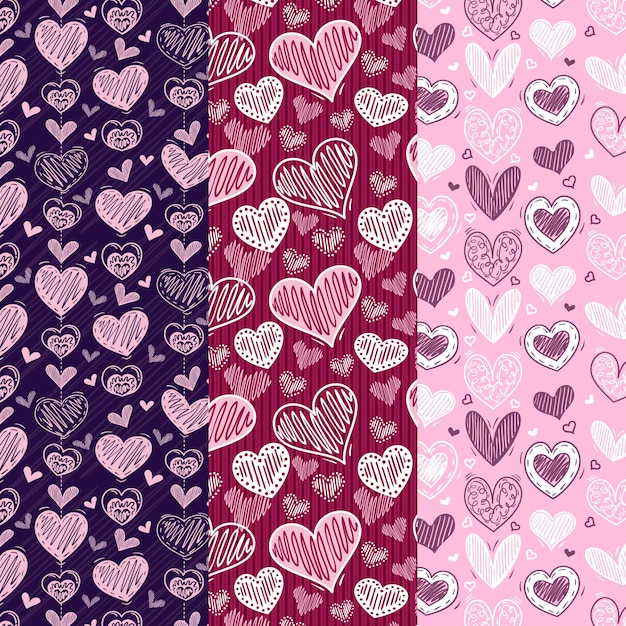 Hand drawn valentine's day pattern collection