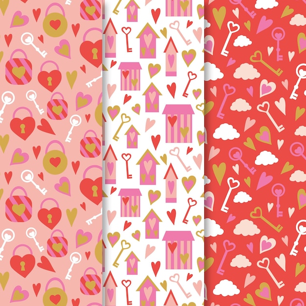 Vector hand drawn valentine's day pattern collection