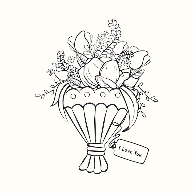 Vector hand drawn valentine's flower pack