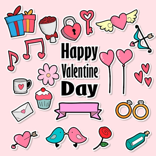Vector hand drawn valentine vector collection
