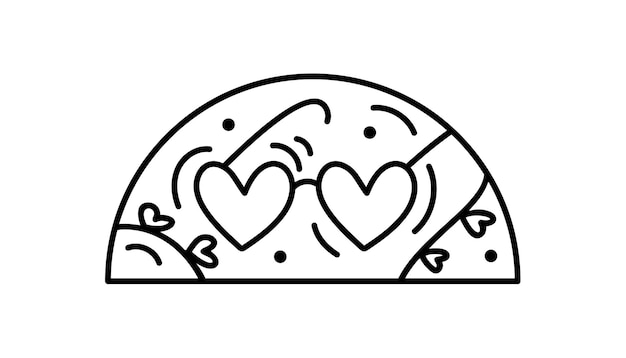 Hand drawn valentine vector glasses heart constructor in half round frame Romantic love