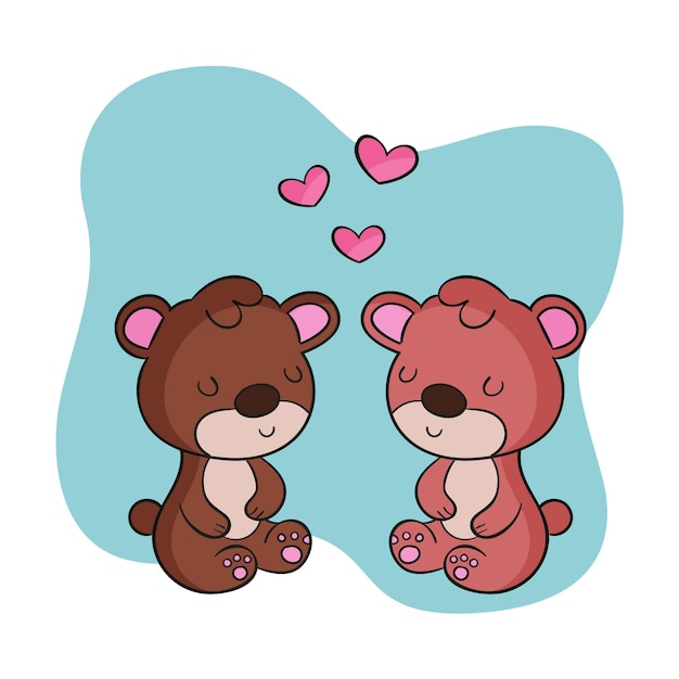 Hand drawn valentines day animal couple