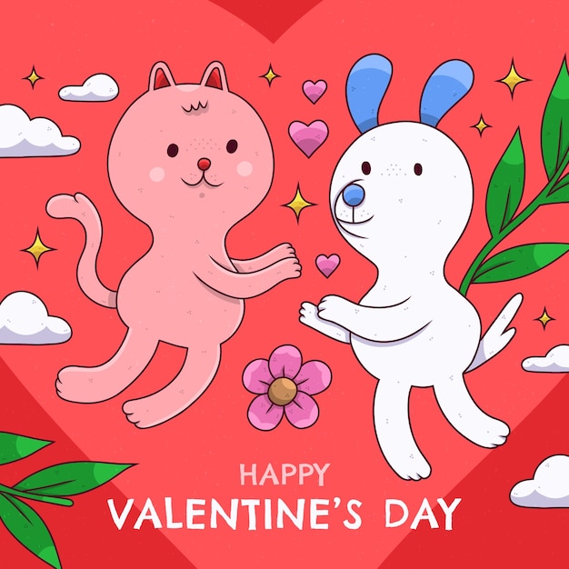 Vector hand drawn valentines day celebration illustration