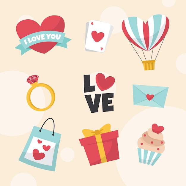 Vector hand drawn valentines day element collection