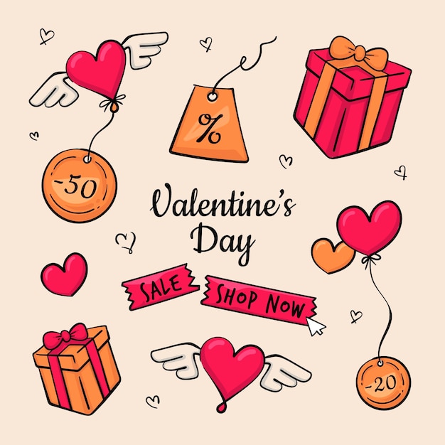 Vendita di san valentino disegnati a mano