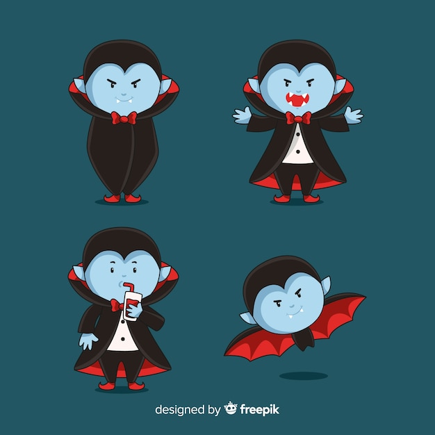 Collezione di personaggi vampiri disegnati a mano