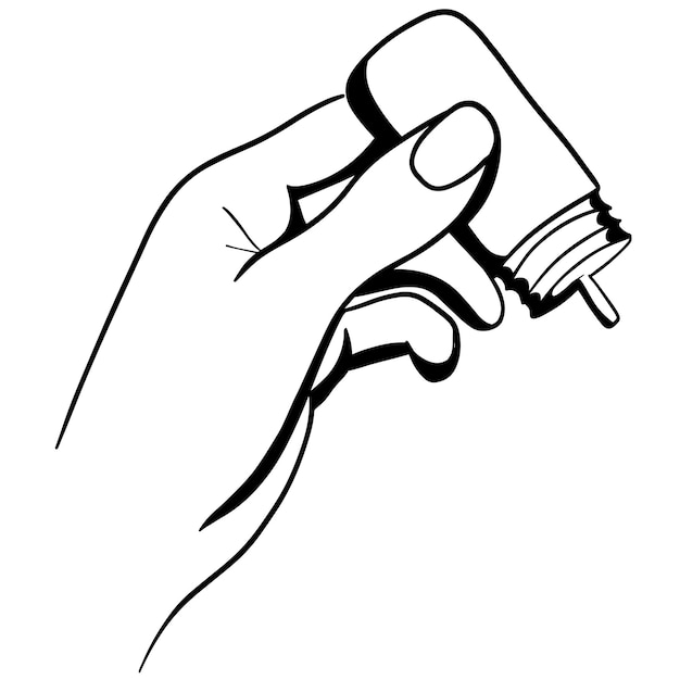 Hand-drawn vape clipart. Doodle illustration of an electronic cigarette. Stippling vapor