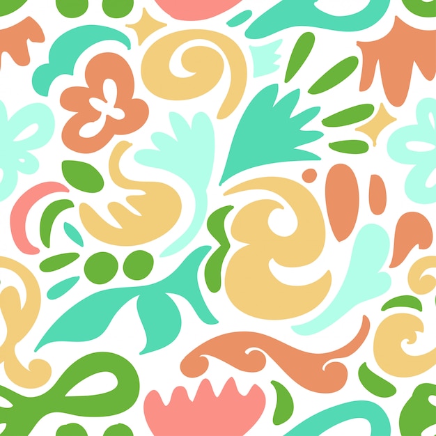 Hand drawn various tropical leaves shapes. Wallpaper or textile.