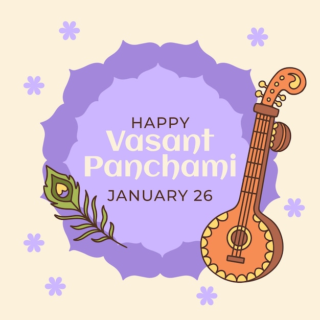 Vector hand drawn vasant panchami illustration