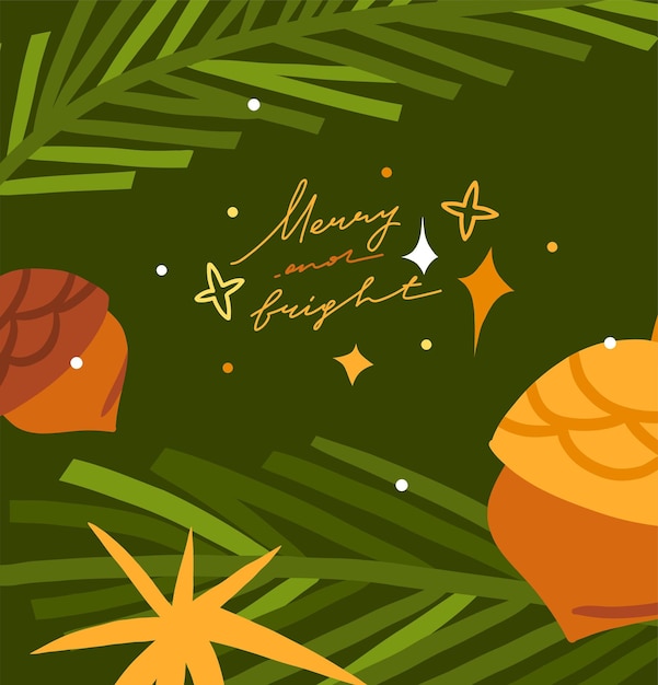 Ручной рисунок векторной абстрактной графики Счастливого Рождества и счастливого нового года клипарт иллюстрации поздравительная открытка с цветами и листьямиСчастливого Рождества милый цветочный дизайн карты фонЗимнее праздничное искусство