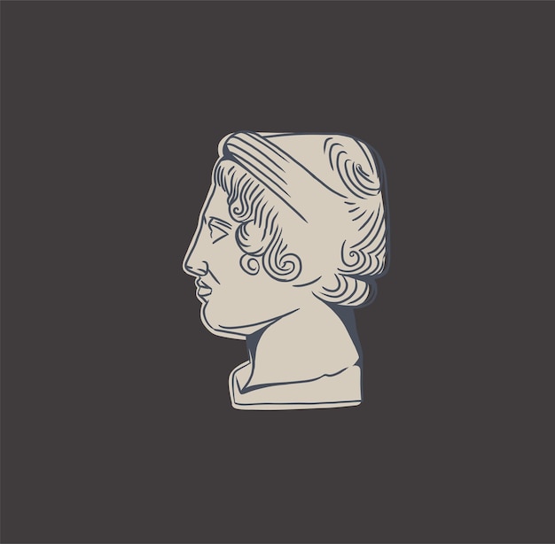 手描きのベクトルの抽象的なアウトライングラフィック線画ギリシャ古代彫刻像線画現代図面トレンディなボヘミアン スタイルのアンティークの古典的な彫像アウトライン デザイン コンセプトアンティーク像のロゴ