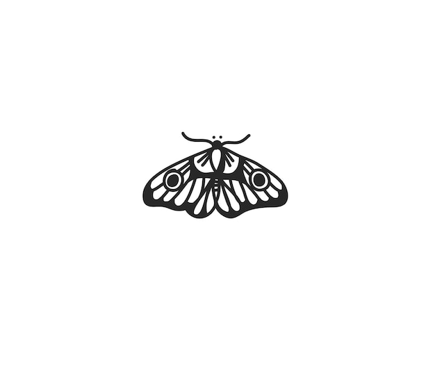 흰색 배경에 격리된 브랜딩을 위한 간단한 스타일의 매직 나비 라인 아트의 로고 요소가 있는 손으로 그린 벡터 추상 스톡 플랫 그래픽 그림