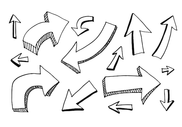 Hand drawn vector arrows set on white backgroundvector EPS