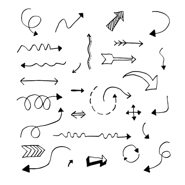 hand drawn vector arrows set on white backgroundvector EPS