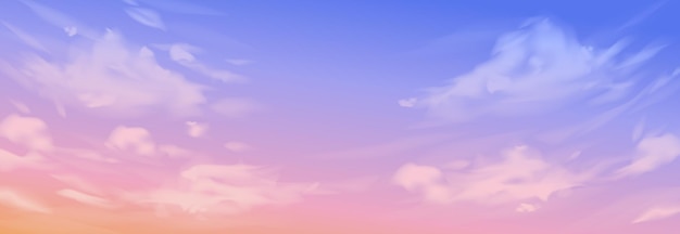 hand drawn vector background with clouds on pastel colored sunset sky dreamy cloudscape