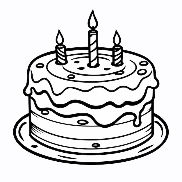 Hand drawn vector of a birthday cake coloring book