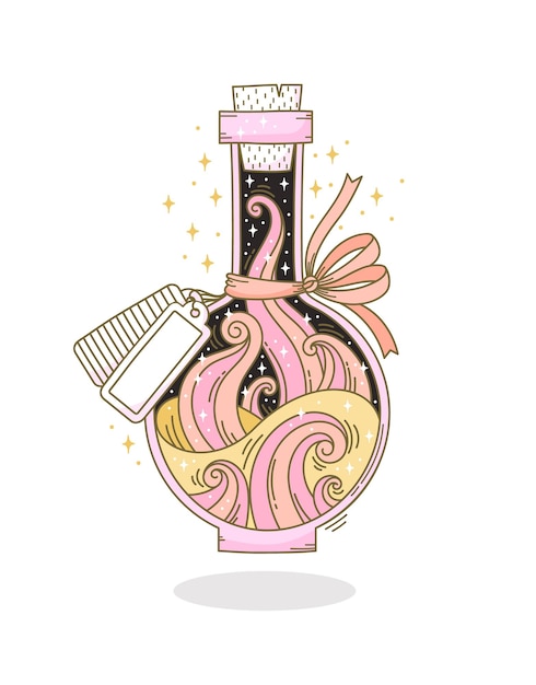 Vector hand drawn vector bottle with magic potion