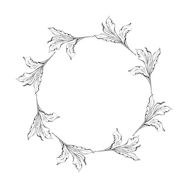 Vector hand drawn vector circle frame wreath arrangement with peony flowers buds and leaves isolated on white background design for invitations wedding or greeting cards wallpaper print textile