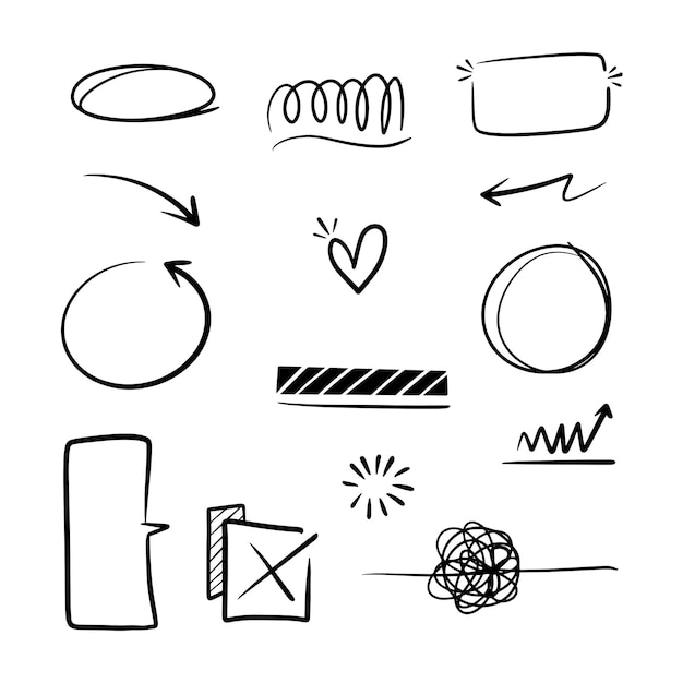 Hand drawn vector collection of diamonds paper boats paper boats question marks check marks and more