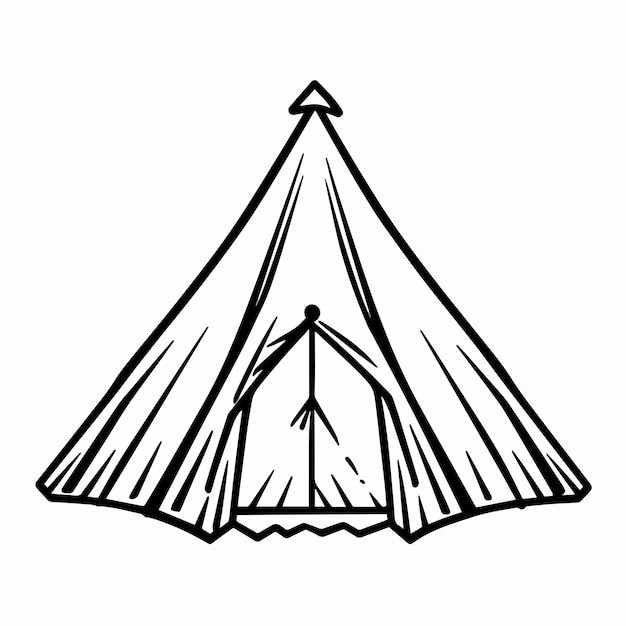 Vector hand drawn vector of a coloring book camping tent